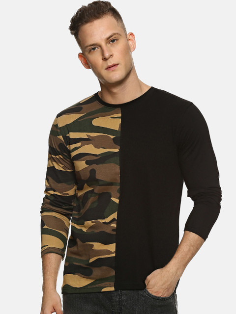 

Campus Sutra Men Black Printed Round Neck T-shirt