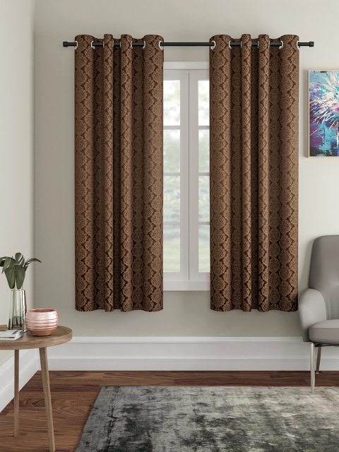 

VRINDA Coffee Brown Set of 2 Window Curtains