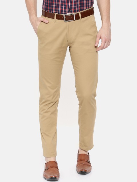 

COOL COLORS Men Beige Slim Fit Solid Regular Trousers