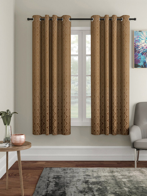 

VRINDA Unisex Brown Set of 2 Window Curtains