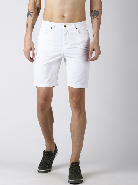 

Blue Saint Men White Solid Slim Fit Regular Shorts