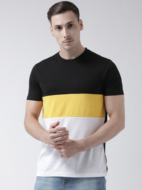 

Club York Men Black & White Colourblocked Round Neck T-shirt