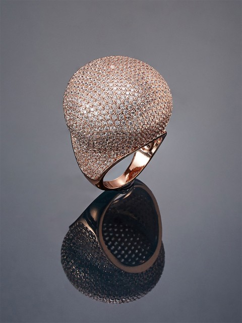 

shaze Women Rose Gold-Plated CZ-Studded Ring