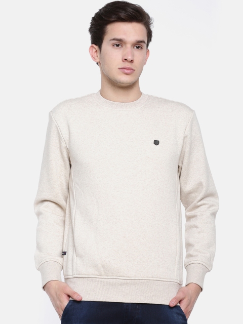 

t-base Men Beige Solid Sweatshirt