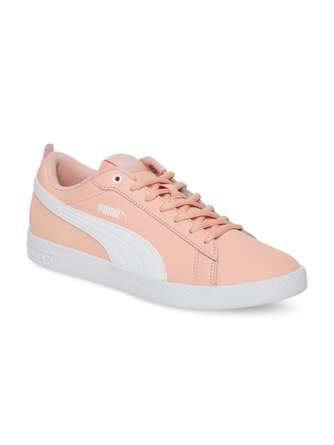 

Puma Women Peach-Coloured Smash Wns v2 L Leather Sneakers