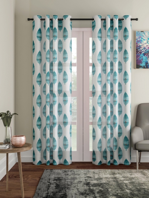 

Soumya Blue & Off-White Printed Sheer Door Curtain