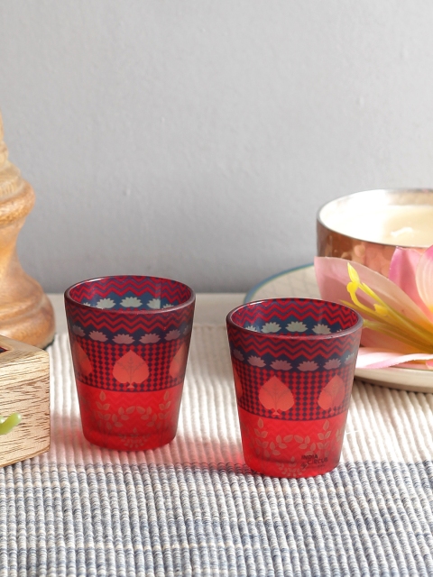 

India Circus by Krsnaa Mehta Set of 2 Red Shot Glasses
