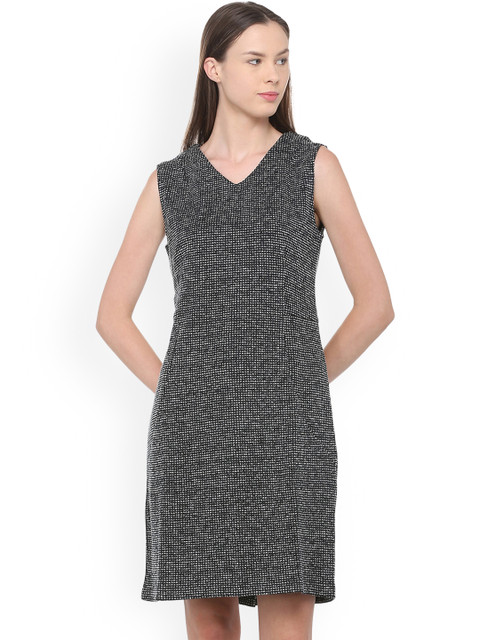 

Van Heusen Woman Grey Self Design Sheath Dress