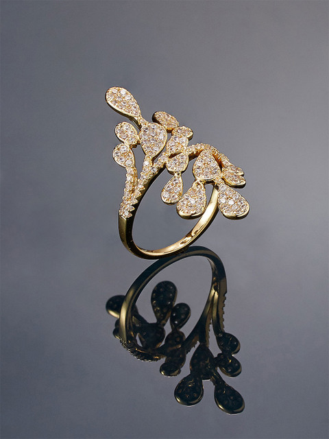 

shaze Women Gold-Plated CZ-Studded Ring