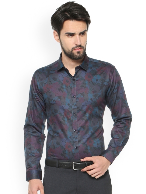 

V Dot Men Black & Red Slim Fit Printed Party Shirt
