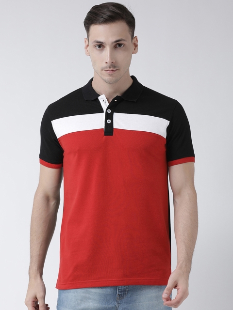 

Club York Men Red Colourblocked Polo Collar T-shirt