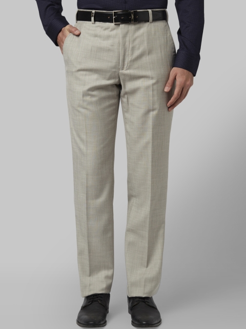 

Park Avenue Men Beige Regular Fit Solid Formal Trousers