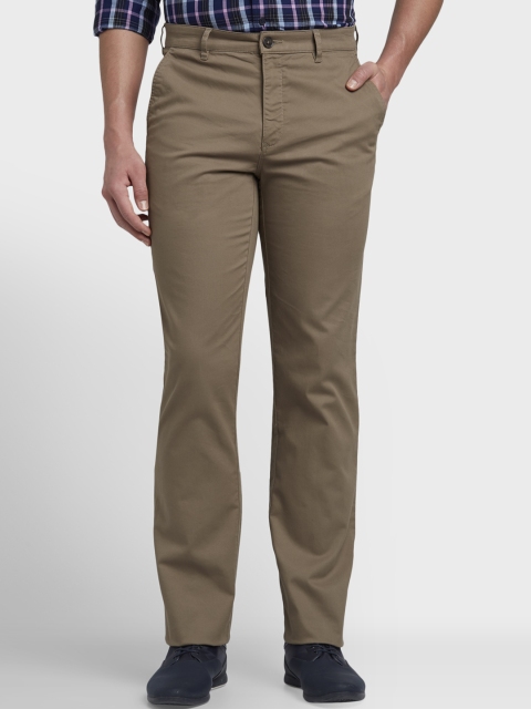 

ColorPlus Men Brown Regular Fit Solid Regular Trousers