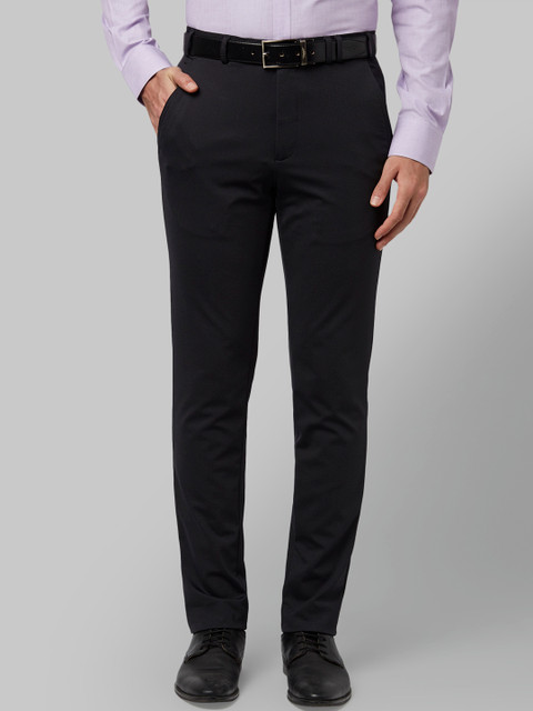 

Park Avenue Men Black Regular Fit Self Design Formal Trousers