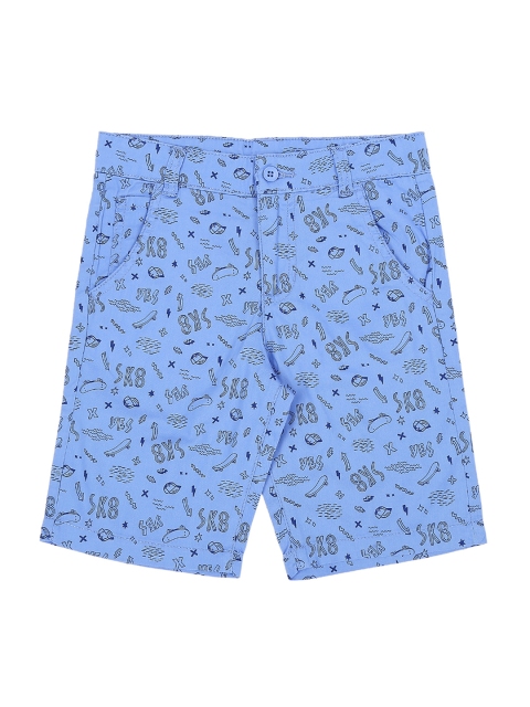 

Pantaloons Junior Boys Blue Printed Regular Fit Regular Shorts