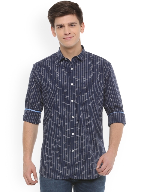 

Allen Solly Men Navy Blue Slim Fit Striped Casual Shirt