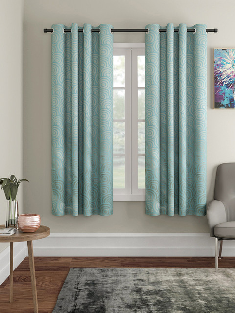 

VRINDA Blue Set of 2 Window Curtains