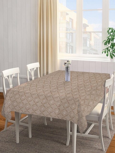 

NEUDIS Brown & White Printed Cotton Rectangular Table Cover