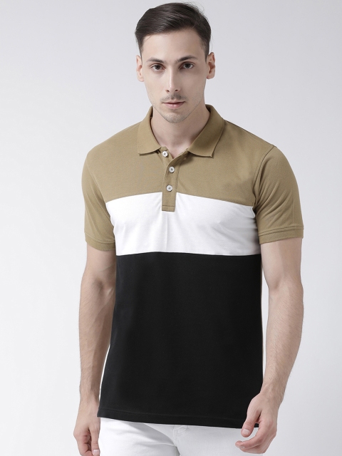 

Club York Men Beige Colourblocked Polo Collar T-shirt