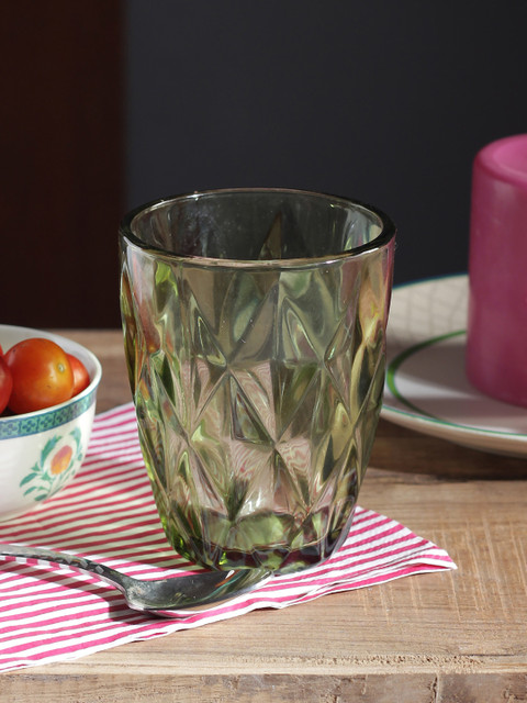 

India Circus by Krsnaa Mehta Green Solid Glass Tumbler