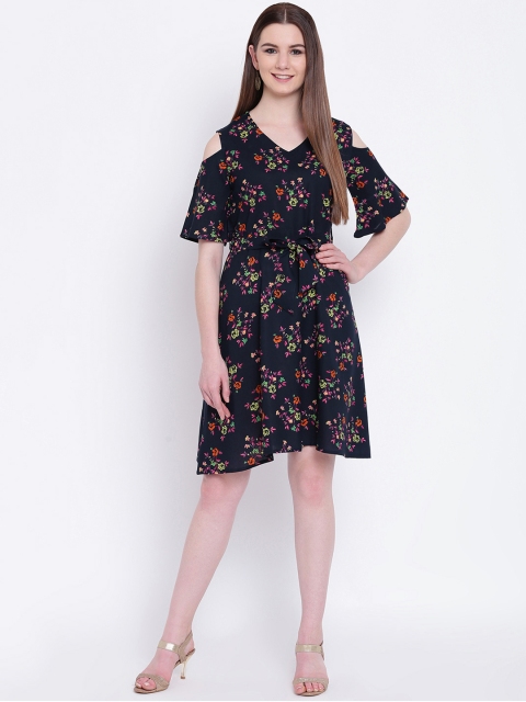 

Khushal K Women Navy Blue Floral Printed A-Line Dress