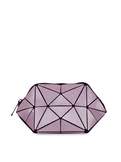 

BAOMI Rose Gold-Toned Geometric Range Reflective Cosmetic Pouch, Pink