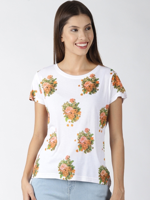 

Blue Saint Women White & Orange Printed Top