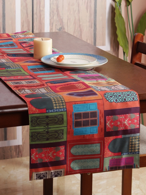 

India Circus by Krsnaa Mehta Multicoloured Printed 6-Seater Table Runner, Multi
