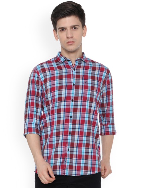 

Solly Jeans Co. Men Red & Blue Custom Regular Fit Checked Casual Shirt