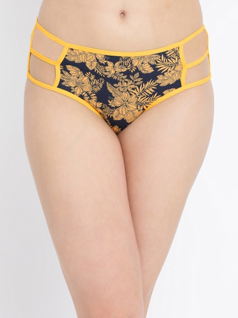 

Clovia Women Yellow & Navy Blue Printed Hipster Briefs PN3236P02XL