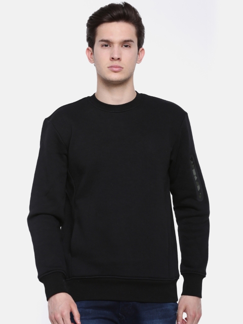 

t-base Men Black Solid Sweatshirt