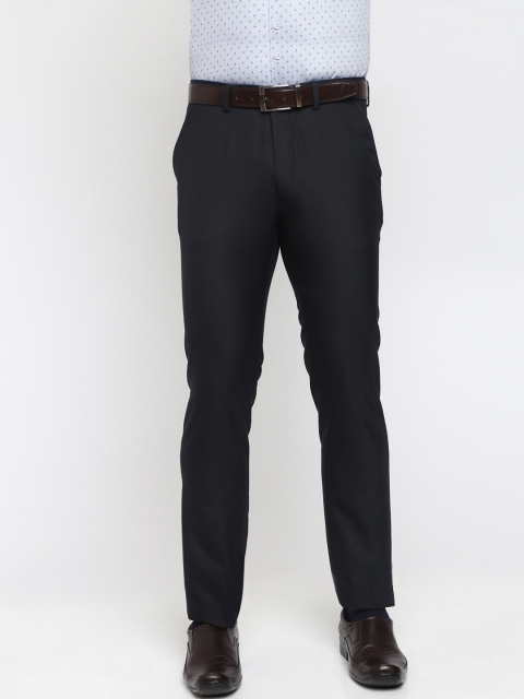 

Crocodile Men Navy Blue Slim Fit Solid Formal Trousers