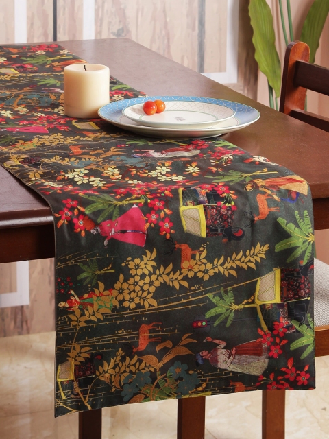 

India Circus by Krsnaa Mehta Multicoloured Printed 6-Seater Table Runner, Multi