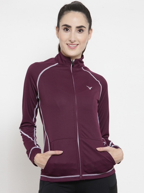 

Invincible Women Burgundy Solid Sporty Jacket