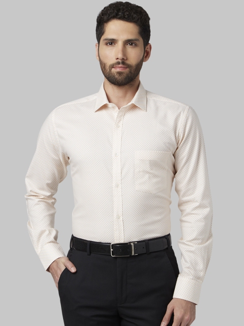 Park Avenue Men Yellow Slim Fit Printed Formal Shirt