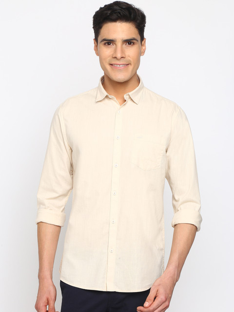 

Crocodile Men Beige Slim Fit Solid Casual Shirt
