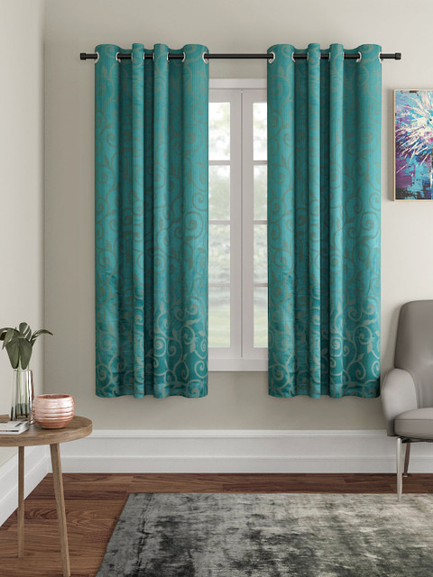 

VRINDA Set of 2 Window Curtains, Blue