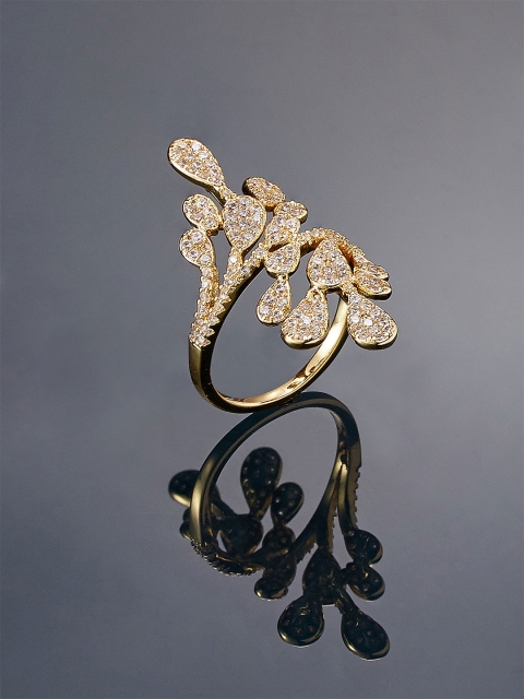 

shaze Women Gold-Plated CZ-Studded Ring