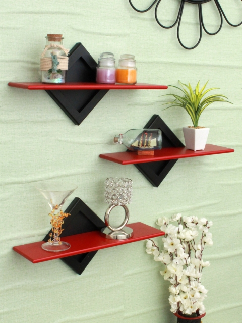 

Home Sparkle Set of 3 Basic Wall Shelves, Black