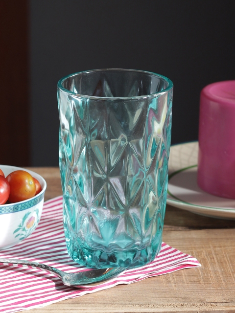 

India Circus by Krsnaa Mehta Turquoise Blue Solid Glass Tumbler