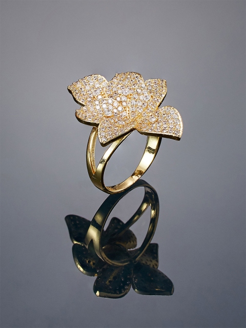 

shaze Women Gold-Plated CZ-Studded Ring