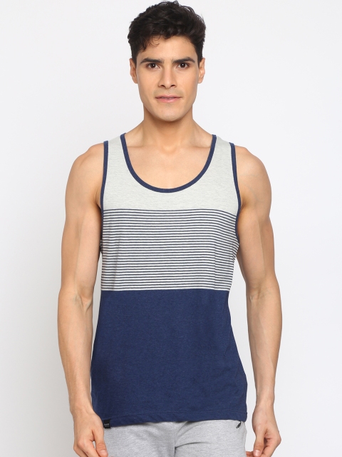 

Crocodile Men Navy Blue and Grey Striped Innerwear Vest CRTT119-292-H54
