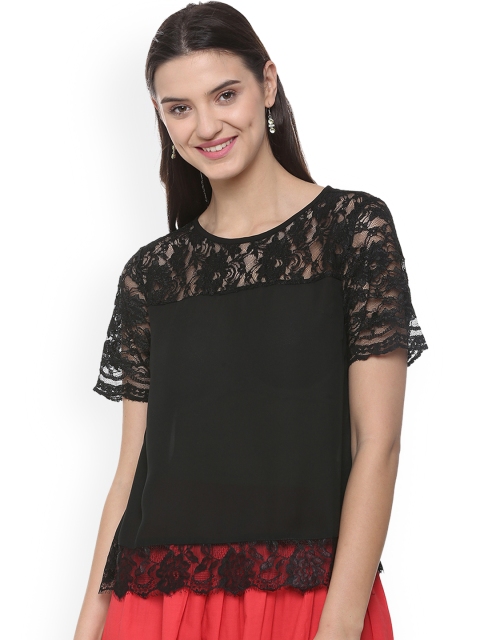 

People Women Black Self Design Top
