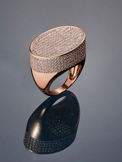

shaze Women Rose Gold-Plated CZ-Studded Ring