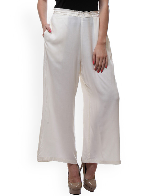 

Varanga Women Off-White Solid Palazzos