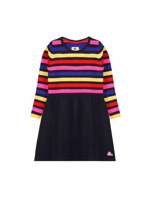 

Cherry Crumble Girls Multicoloured Striped Fit and Flare Dress, Multi