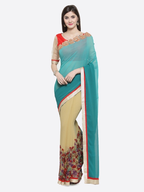 

Shaily Turquoise Blue Pure Georgette Saree