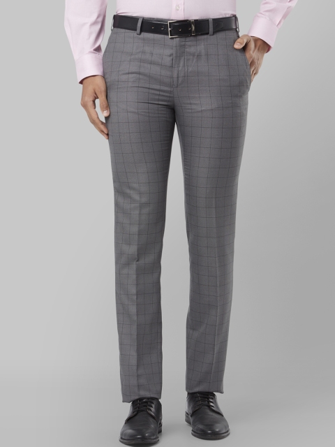 

Raymond Men Grey Slim Fit Checked Formal Trousers
