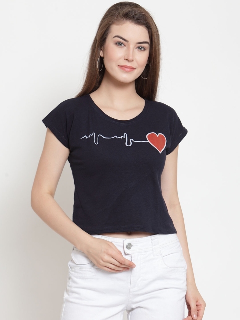 

Everlush Women Navy Blue Printed Top
