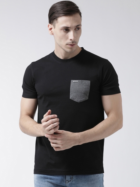 Club York Men Black Solid Round Neck T-shirt
